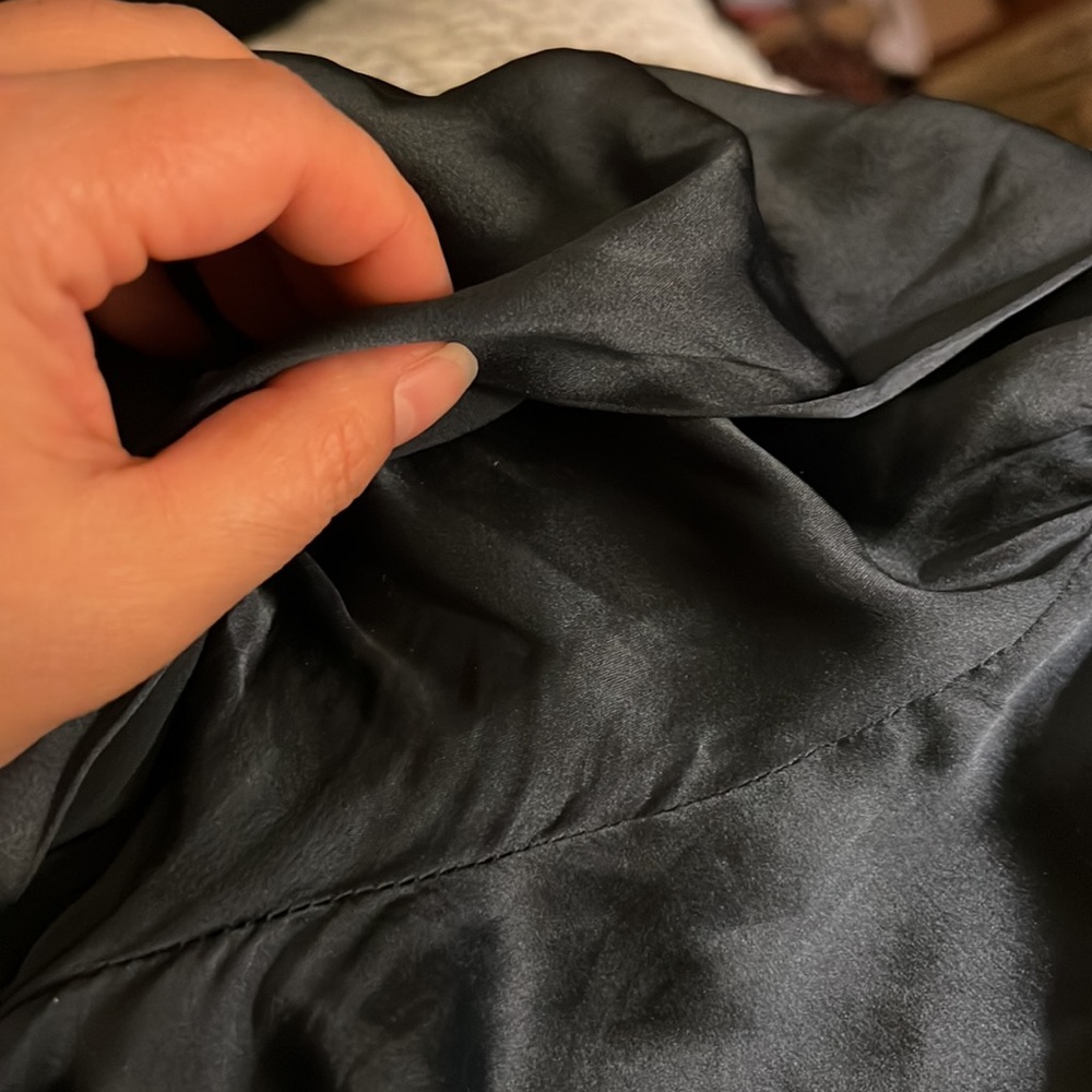 BCBGMaxAzria Navy Silk Wrap Blouse - Picture 5 of 5